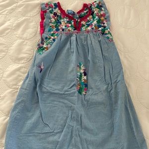 Mi Golondrina Girls Chambray Florecita Dress - Sz 6
